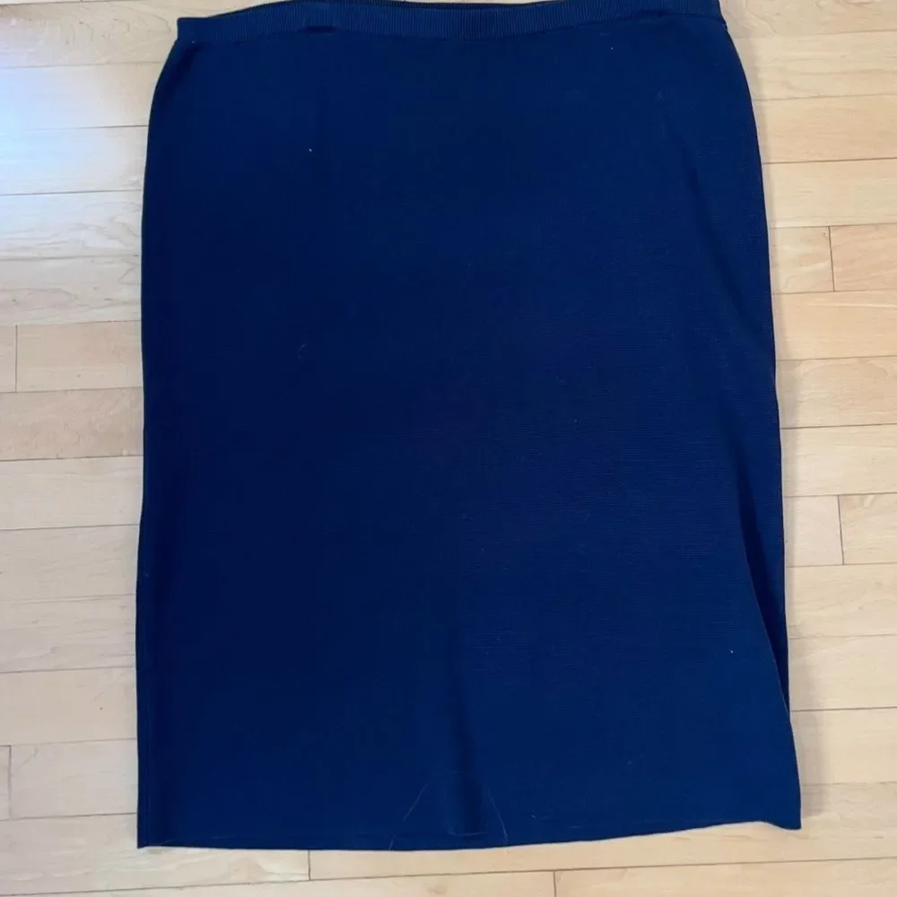 Eileen Fisher Silk Cotton Interlock Signature Knit Pencil Midnight Skirt XL NWT